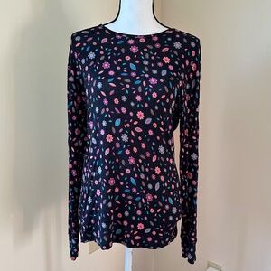*ZOE + CHLOE* Black x Floral Fashion Long Sleeve Shirt Size Medium
